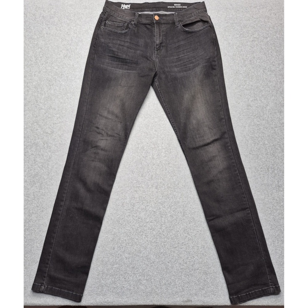 Mugsy Mags Jeans Mens 35x36 Dark Gray Faded Wash Stretch Denim